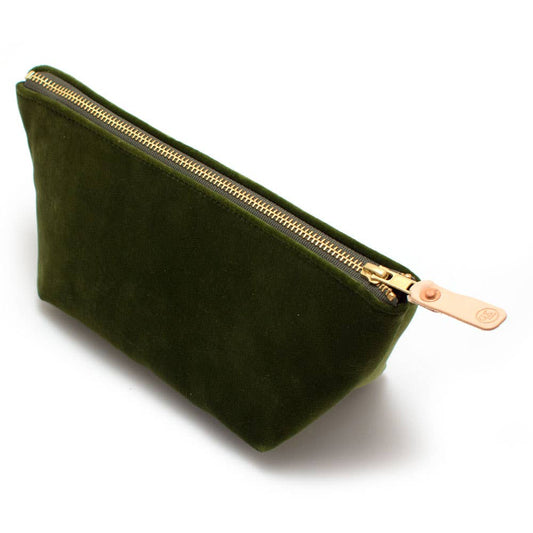 Olive Velvet Travel Clutch