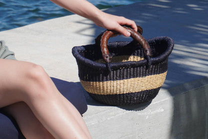 Basket  - The Victoria  - Style No.2 Petite in Handwoven Straw