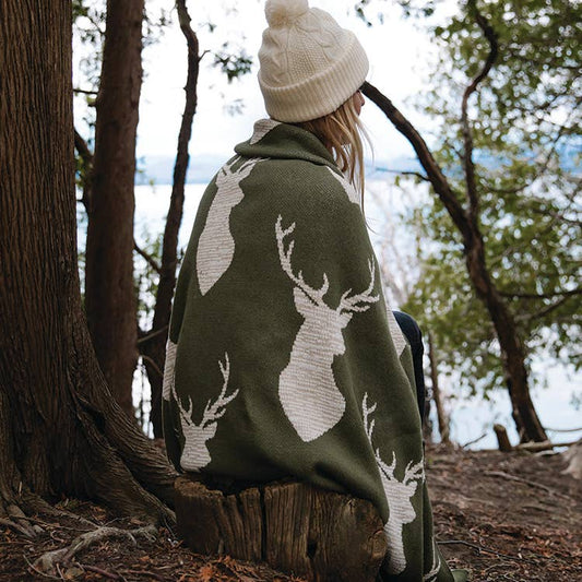 Mountain Oh Deer Throw Blanket