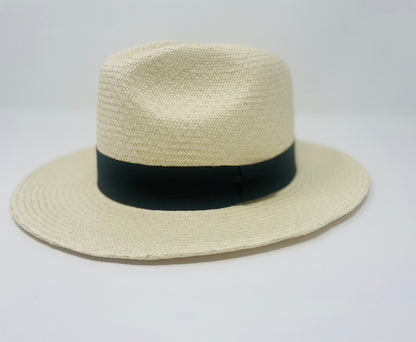 Natural Panama Hat with Grosgrain Ribbon by Hampui