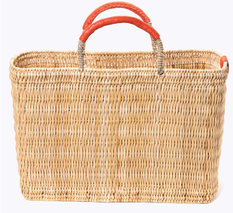 Basket Tote with leather Handles - Large