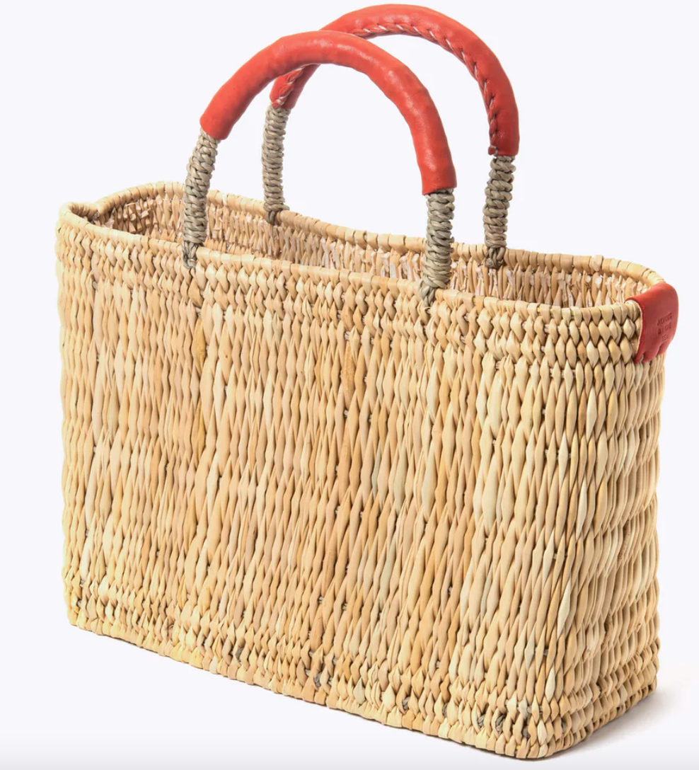 Basket Tote with Leather Handles - Small