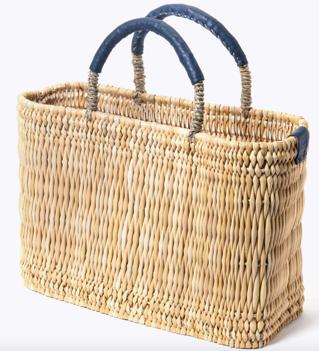 Basket Tote with Leather Handles - Small