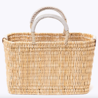 Basket Tote with Leather Handles - Small