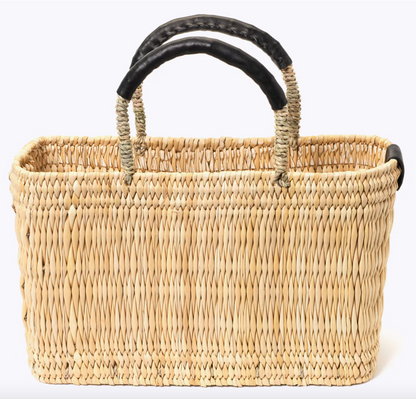 Basket Tote with Leather Handles - Small