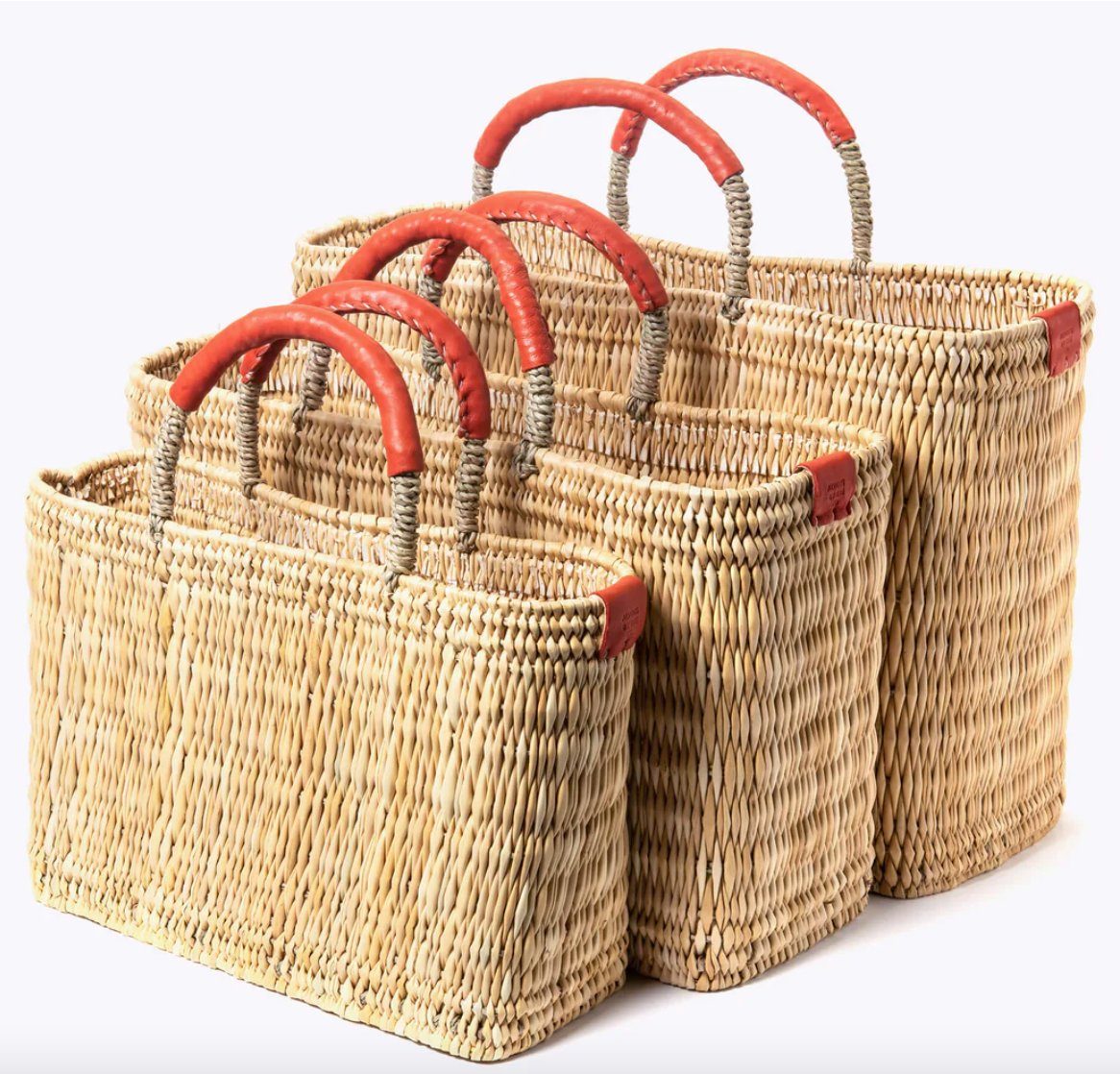 Basket Tote with Leather Handles - Small