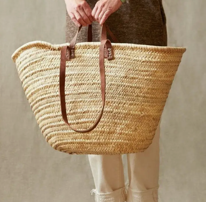 Basket w / Leather Handle French Market