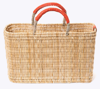 Basket Tote with Leather Handles - Medium