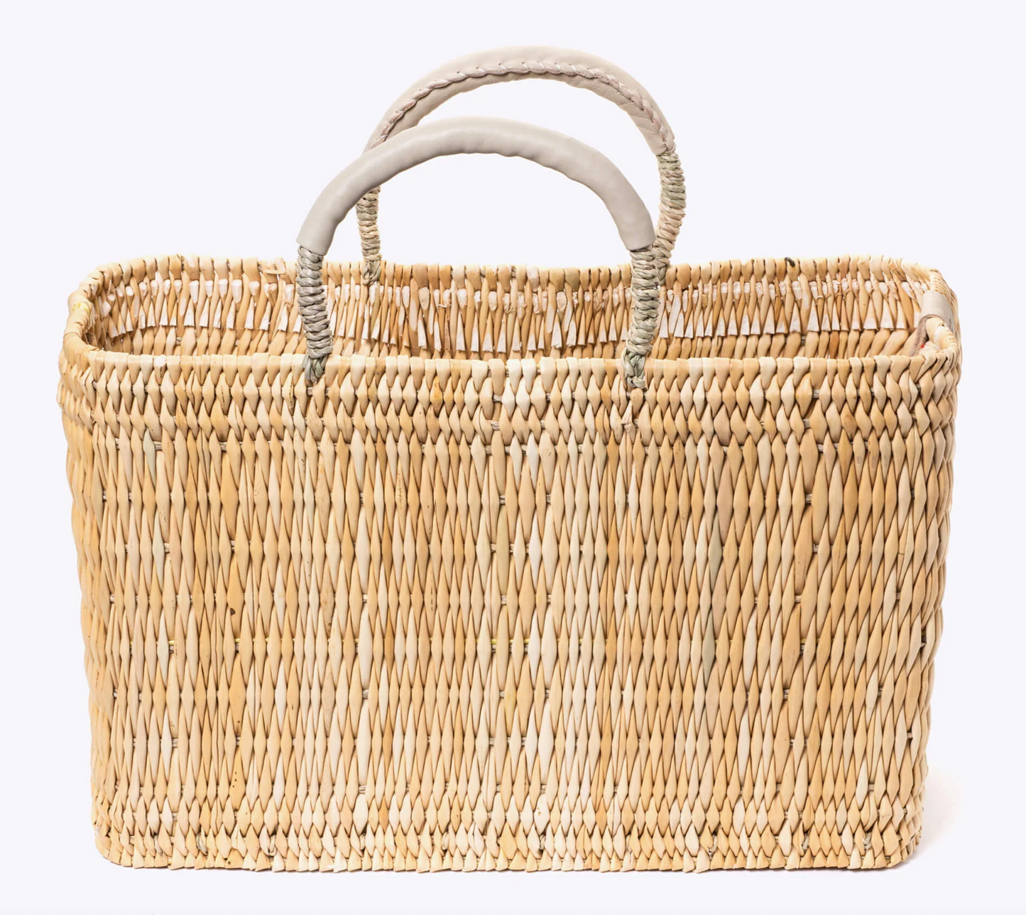 Basket Tote with Leather Handles - Medium