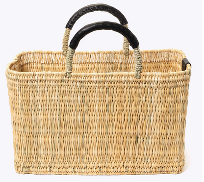 Basket Tote with Leather Handles - Medium