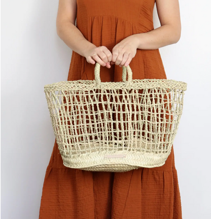 Basket in Open Weave Palm