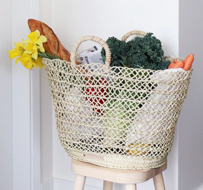 Basket in Open Weave Straw