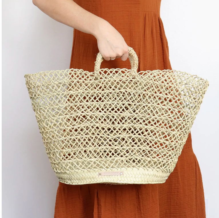 Basket in Open Weave Straw