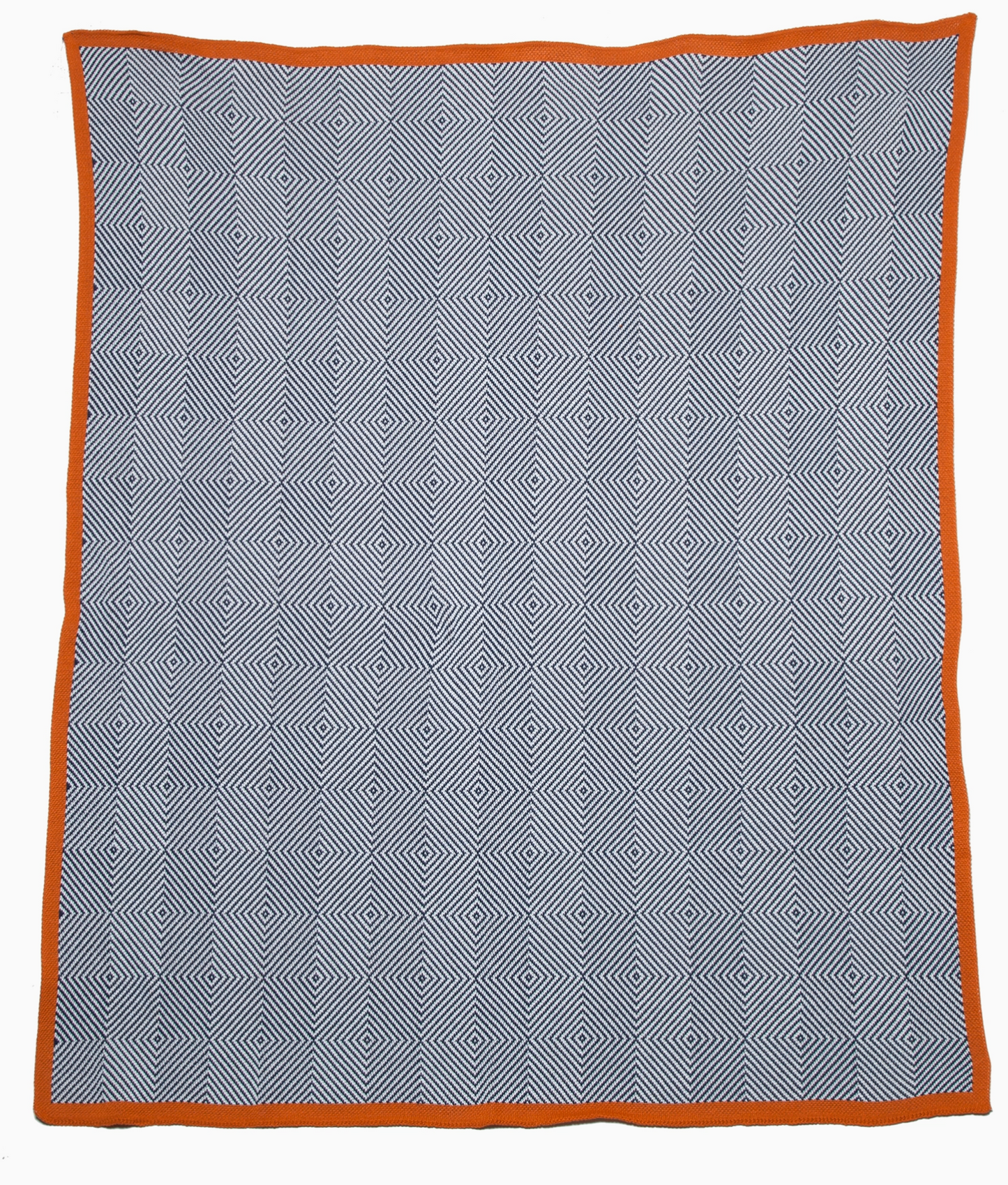 Blanket Throw in Woven Square Navy/White/Orange