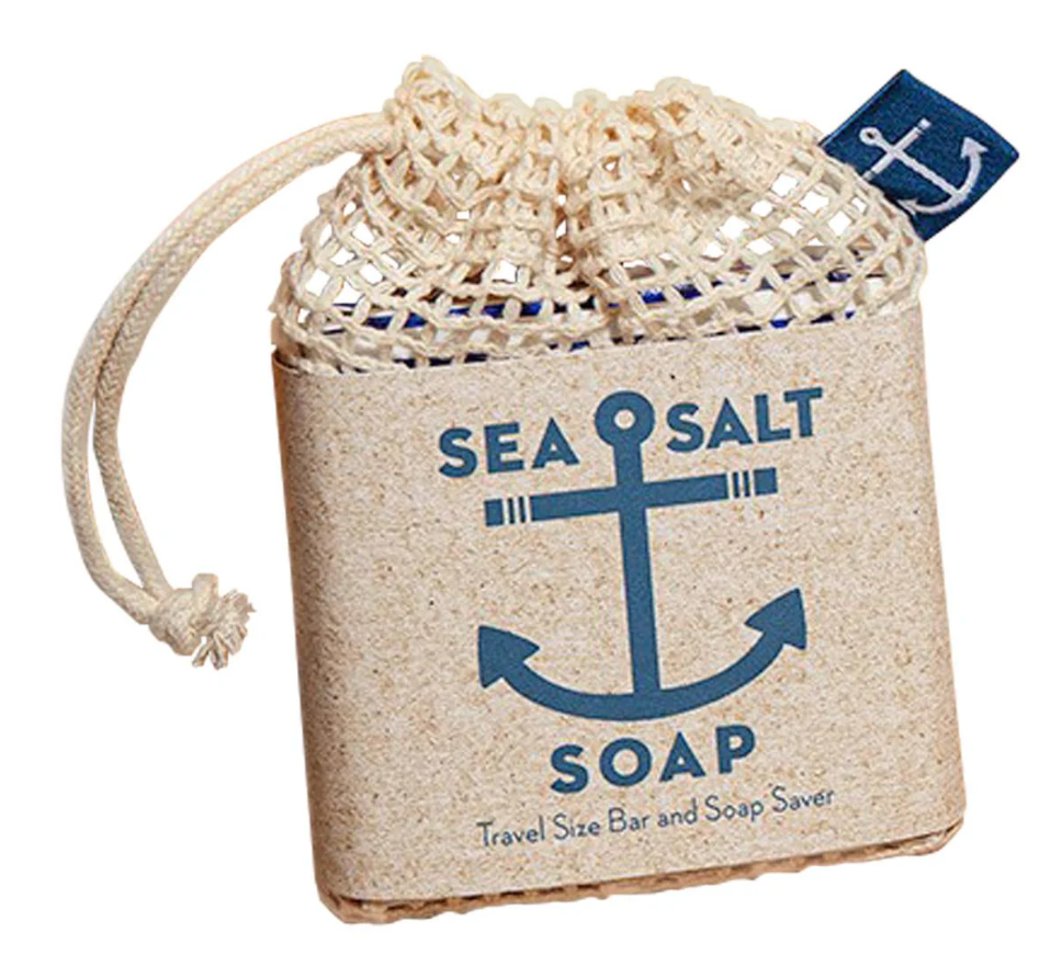 Sea Salt Travel Soap & Organic Cotton Saver Bag