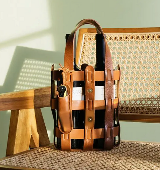 Leather Wine Tote - 2 bottles