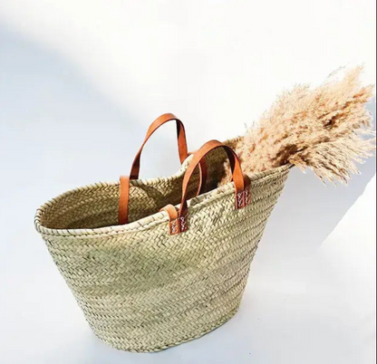 Basket w / Leather Handle French Market