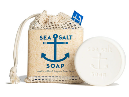 Sea Salt Travel Soap & Organic Cotton Saver Bag