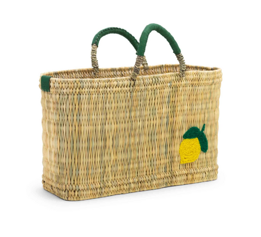 Basket Tote with Leather Handles - Medium