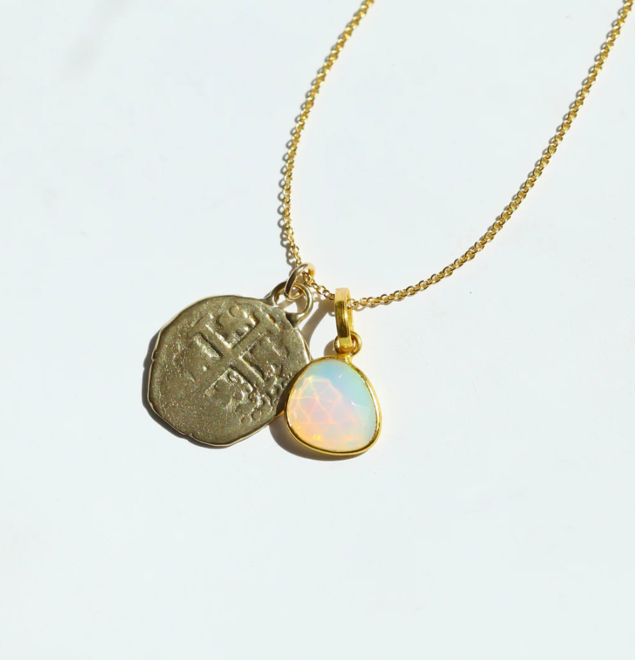 Opal Coin Relic Necklace