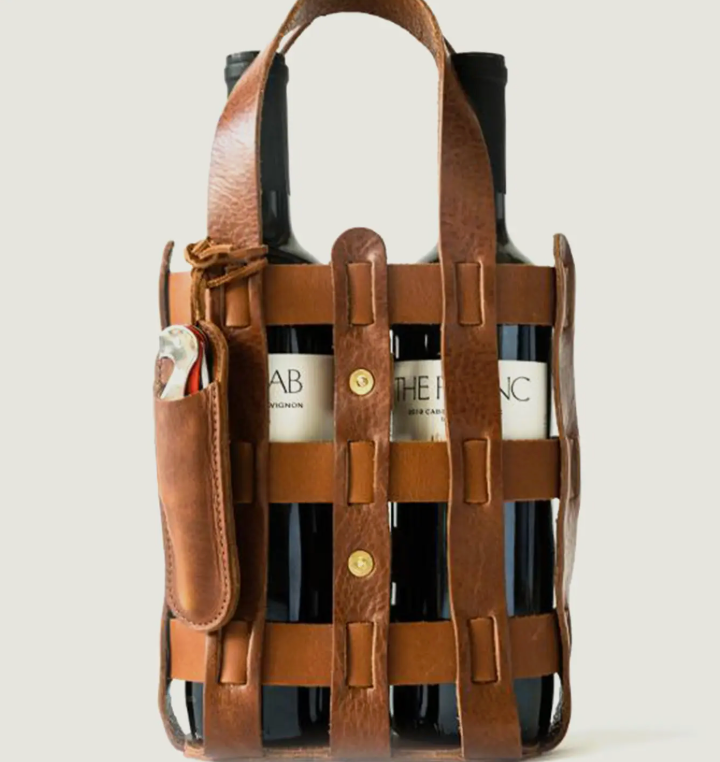 Leather Wine Tote - 2 bottles
