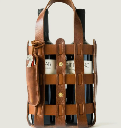 Leather Wine Tote - 2 bottles