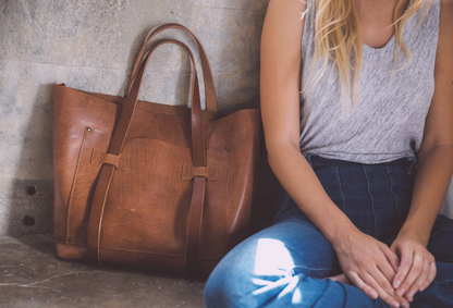 Large leather Unisex Tote Bag